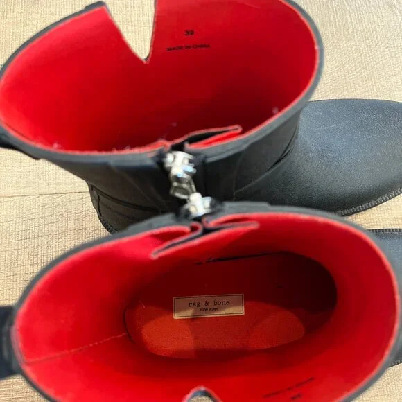 Rag and Bone Black Moto Rain Boots 39 / 8.5 - Picture 11 of 12